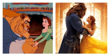 screenshots from animated and live action versions of Beauty and the Beast